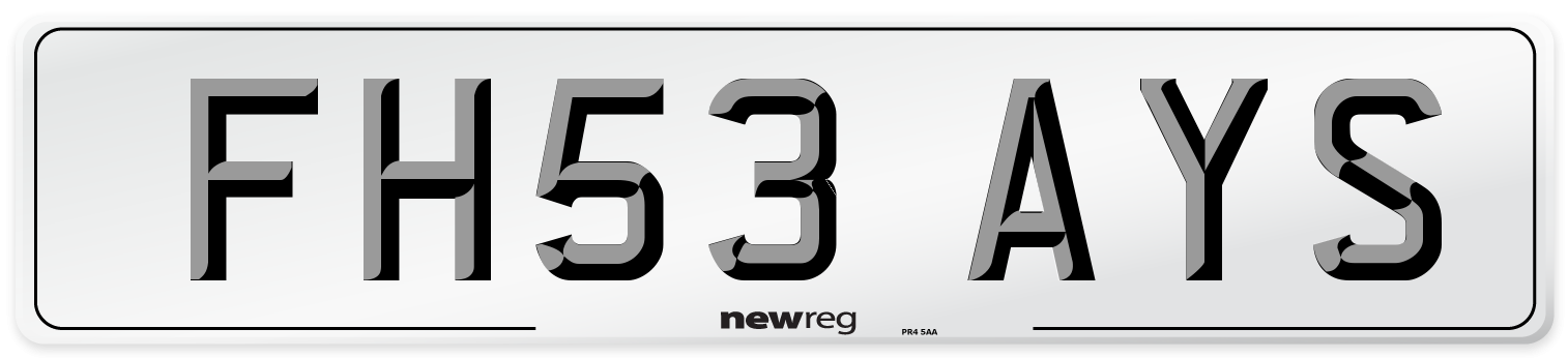 FH53 AYS Number Plate from New Reg